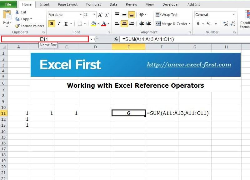 Excel Reference Operators Excel First