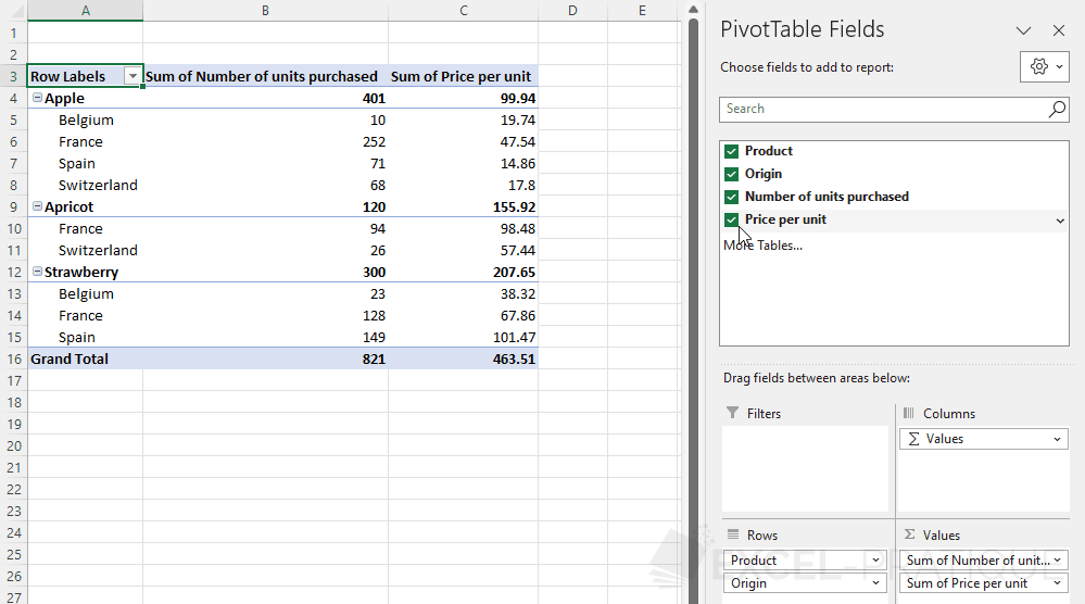 Excel Training Pivot Table