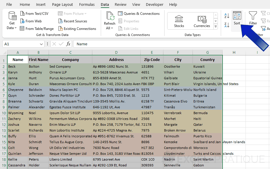 Excel Training Sorting Data