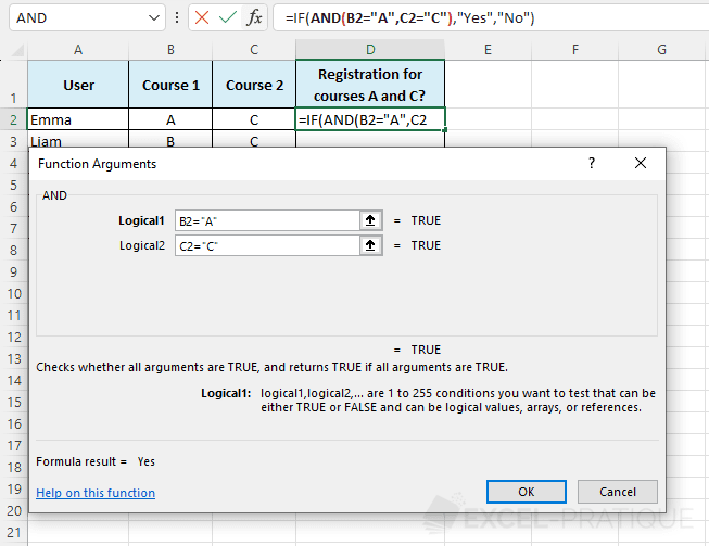 Excel Function AND