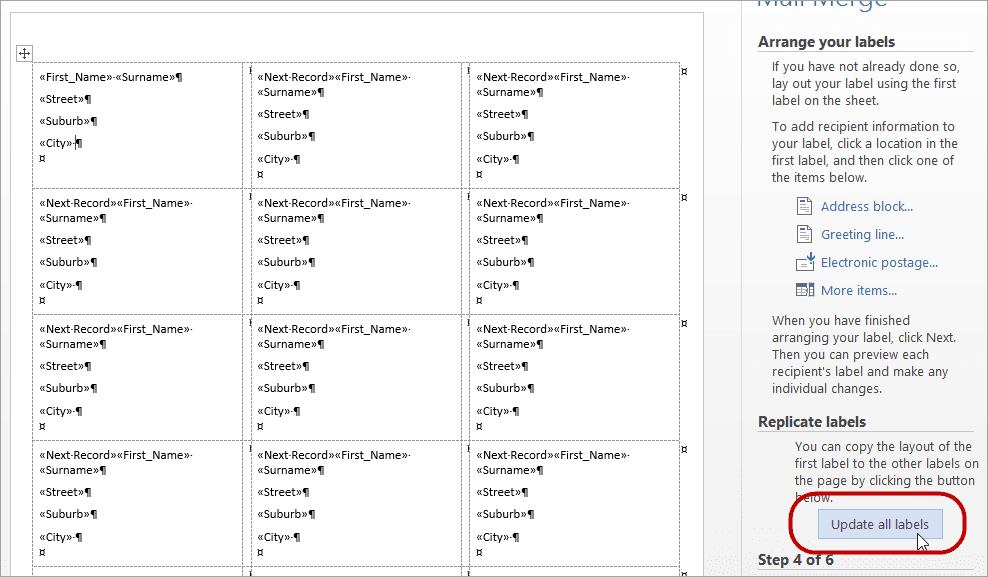 Word merging a list of names and addresses to labels Excel at Work