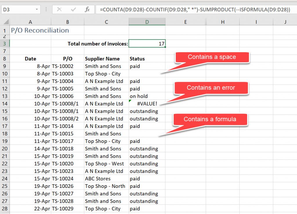 Excel Count cells with Text (3 easy functions + 9 valuable formula