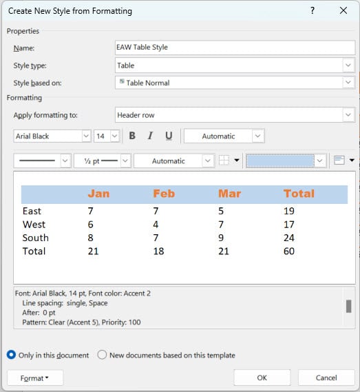 How to save the formatting of Tables in Word Excel at Work
