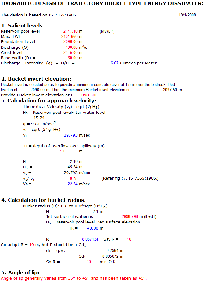 HYDRAULIC DESIGN OF TRAJECTORY BUCKET TYPE ENERGY DISSIPATOR
