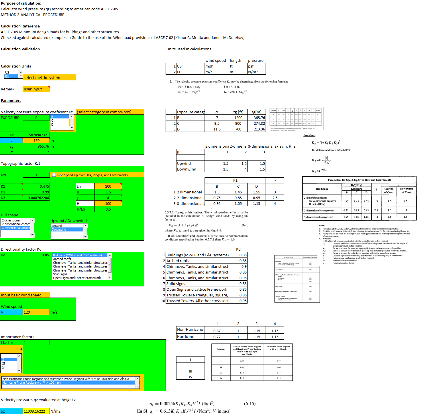 wind pressure ASCE 705
