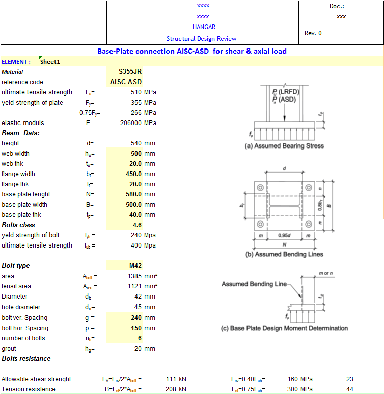 Base Plate ASD axial&shear load