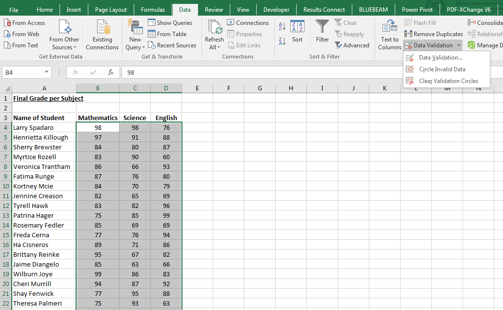 Circle Invalid Entries in Excel