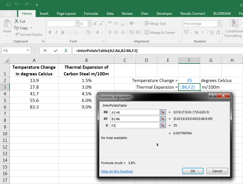Interpolation and Extrapolation in Excel