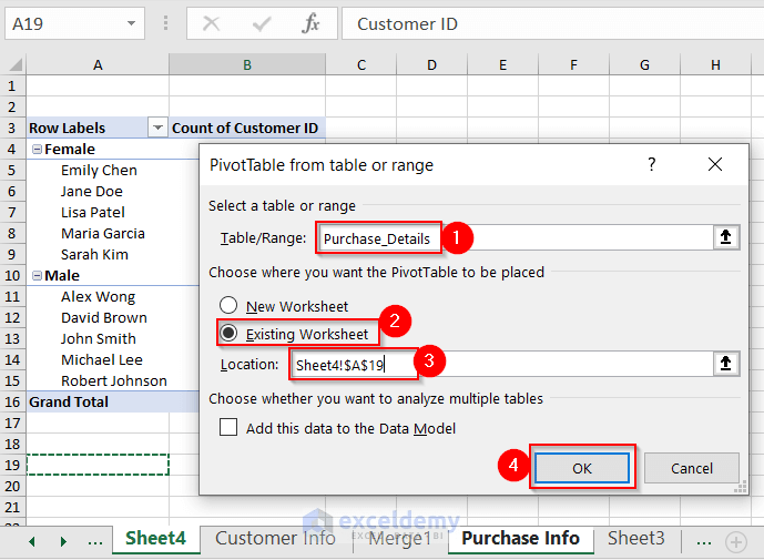 How to Create Pivot Table in Excel for Different Worksheets