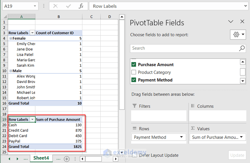 How to Create Pivot Table in Excel for Different Worksheets
