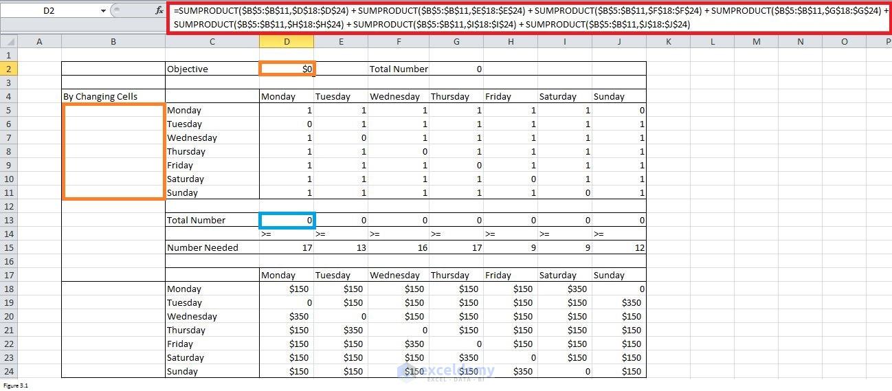 Schedule Your Workforce using Excel Solver [4 Case Studies] ExcelDemy
