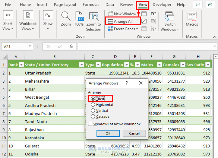 Viewing Multiple Workbooks Synchronous Scrolling in Excel
