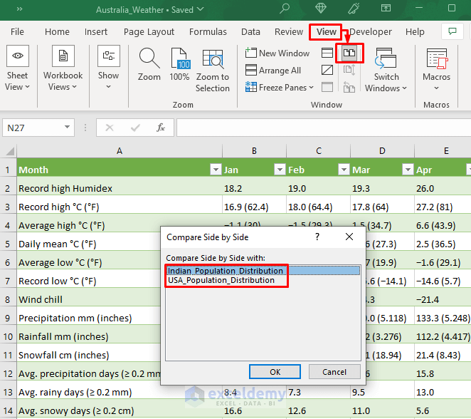 Viewing Multiple Workbooks Synchronous Scrolling in Excel