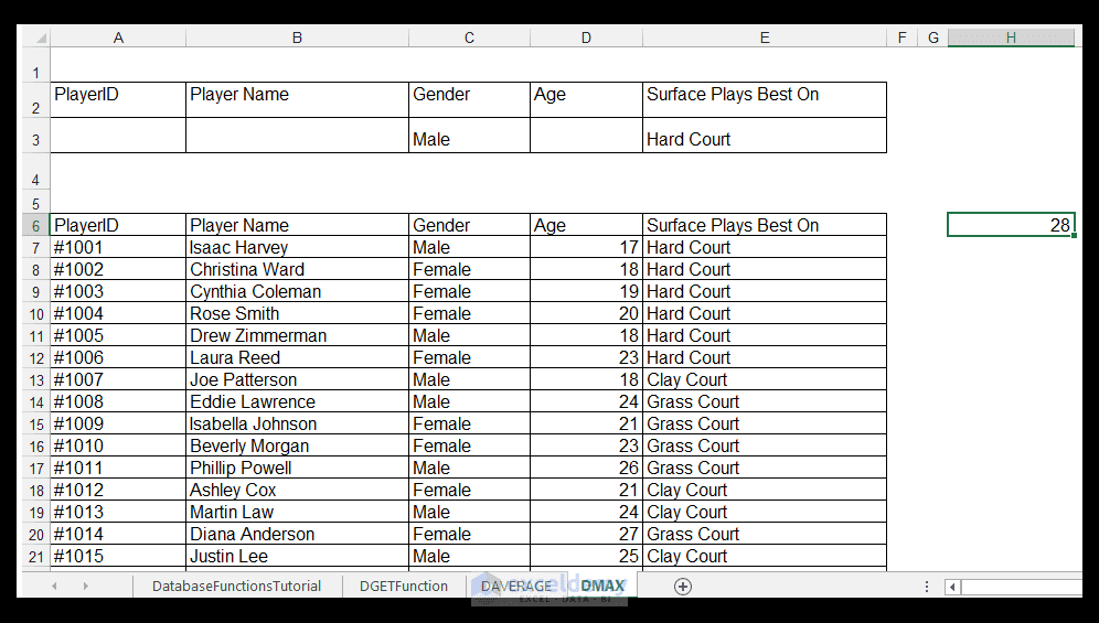 How to Use Excel Database Functions DGET, DAVERAGE, & DMAX