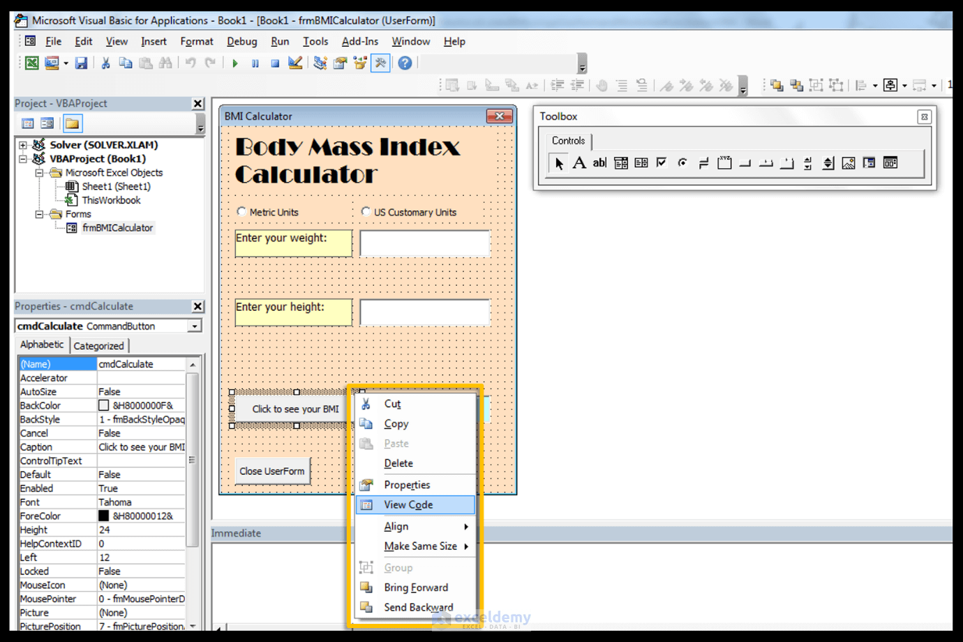 How to Create a Body Mass Index (BMI) Calculator in Excel Using VBA
