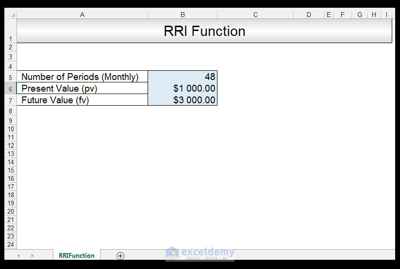 Calculating the Rate an Investment Achieves Using the RRI Function