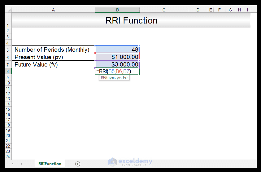 Calculating the Rate an Investment Achieves Using the RRI Function
