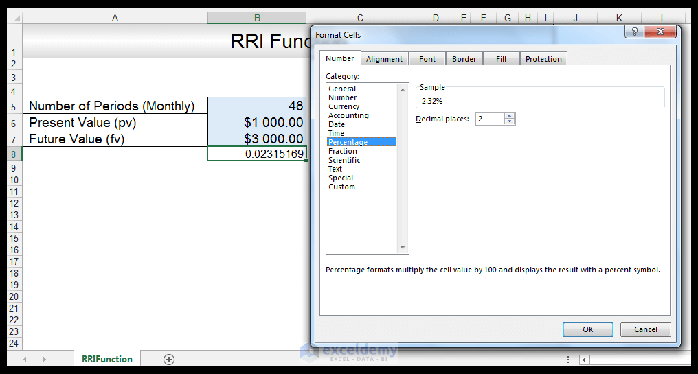 Calculating the Rate an Investment Achieves Using the RRI Function