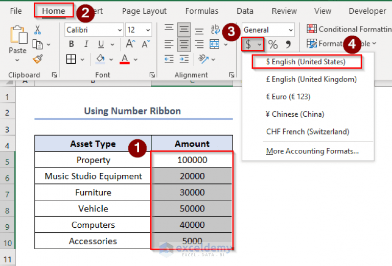How to Apply Accounting Number Format in Excel (4 Useful Methods)