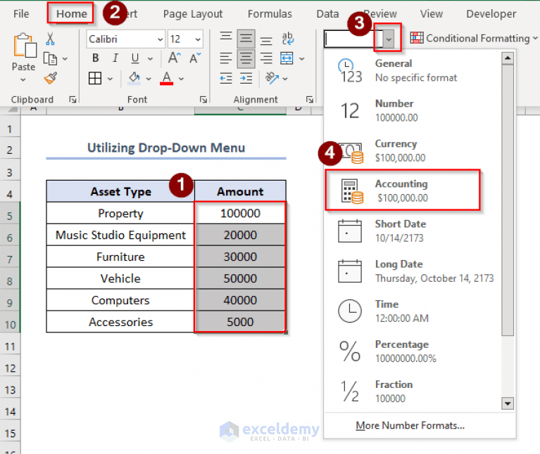 How to Apply Accounting Number Format in Excel (4 Useful Methods)