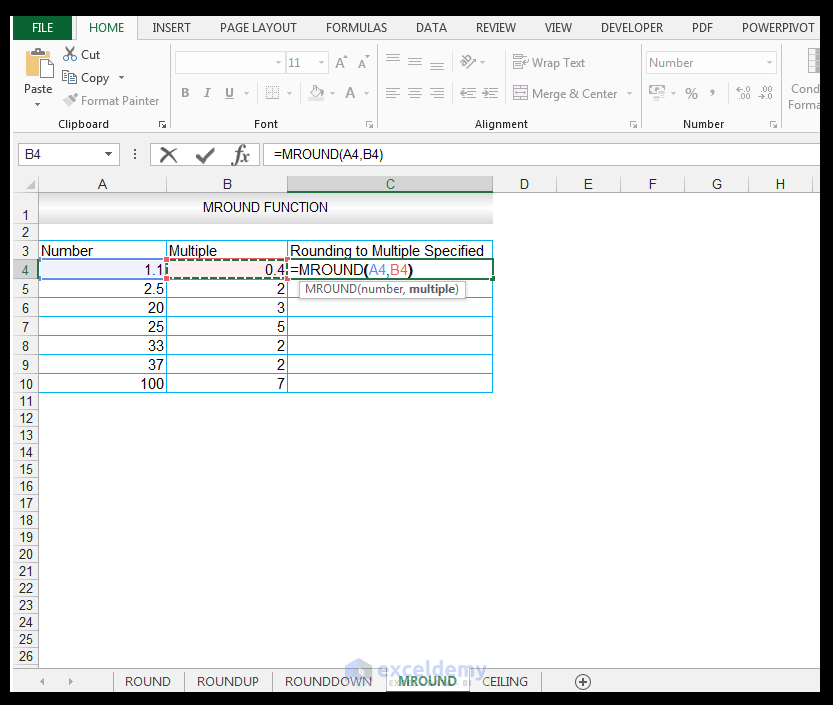Round, RoundUp, RoundDown, MRound, & Ceiling Functions in Excel
