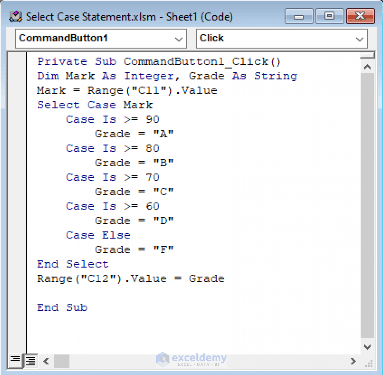 How to Use Select Case Statement in Excel VBA (2 Examples)