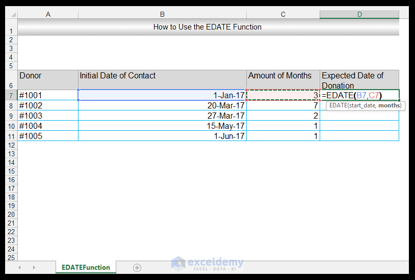 How to Use Excel EDATE Function ExcelDemy