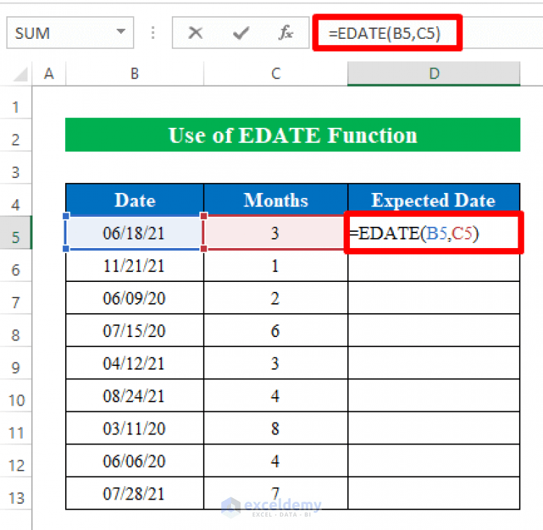 How to Use EDATE function in Excel (5 Simple Examples)