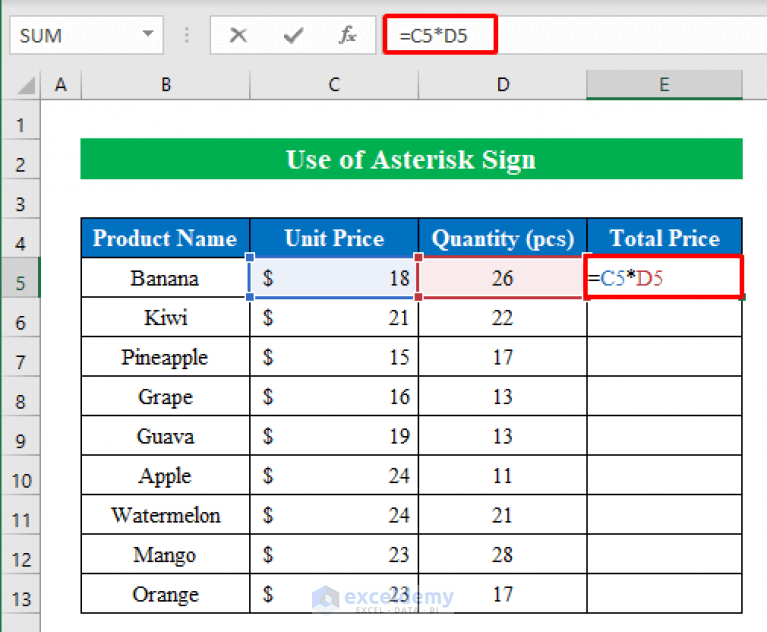 How to Multiply in Excel (8 Simple Methods) ExcelDemy