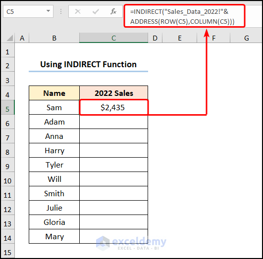How to Reference Cell in Another Sheet Dynamically in Excel (5 Methods)