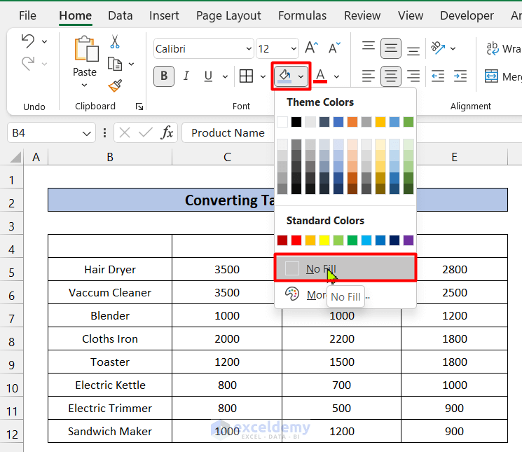 How to Remove Table Formatting in Excel (2 Easy Methods)