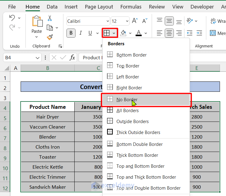 How to Remove Table Formatting in Excel (2 Easy Methods)