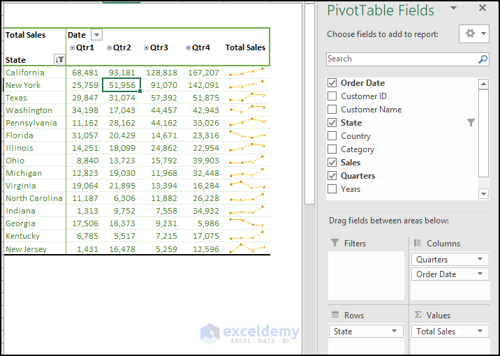 Create a Report That Displays the Quarterly Sales by Territory in Excel 9 Steps