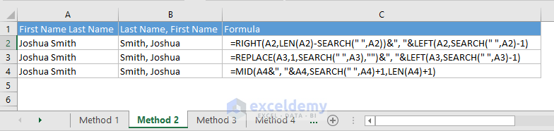 Separate First And Last Name In Excel With Comma