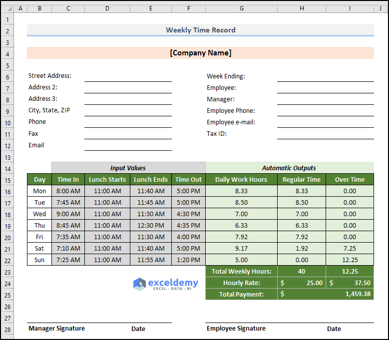How to Calculate Overtime over 40 Hours Using Excel Formula