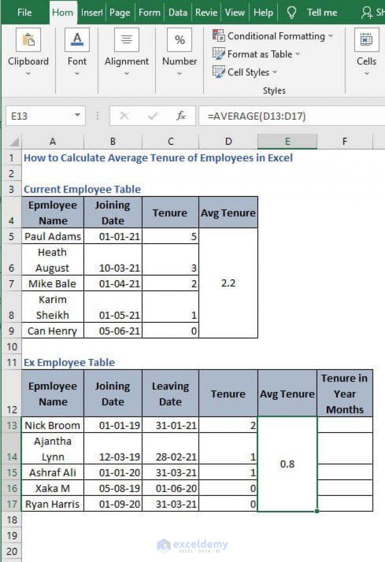 How to Calculate Average Tenure of Employees in Excel ExcelDemy