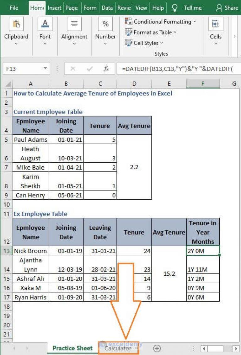 How to Calculate Average Tenure of Employees in Excel ExcelDemy