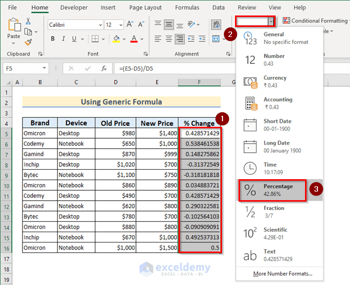 How Do You Calculate Percentage Increase or Decrease in Excel