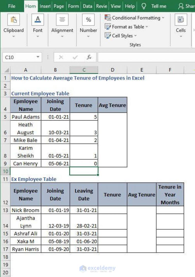 How to Calculate Average Tenure of Employees in Excel ExcelDemy