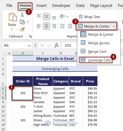 Merging Cells in Excel A Guide