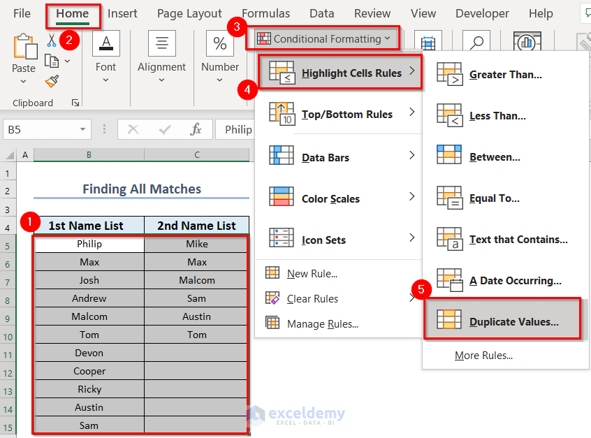 How to Count Matches in Two Columns in Excel (5 Easy Ways)
