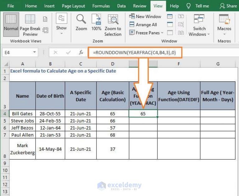 Excel formula to Calculate Age on a Specific Date ExcelDemy