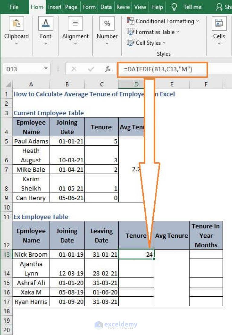 How to Calculate Average Tenure of Employees in Excel ExcelDemy