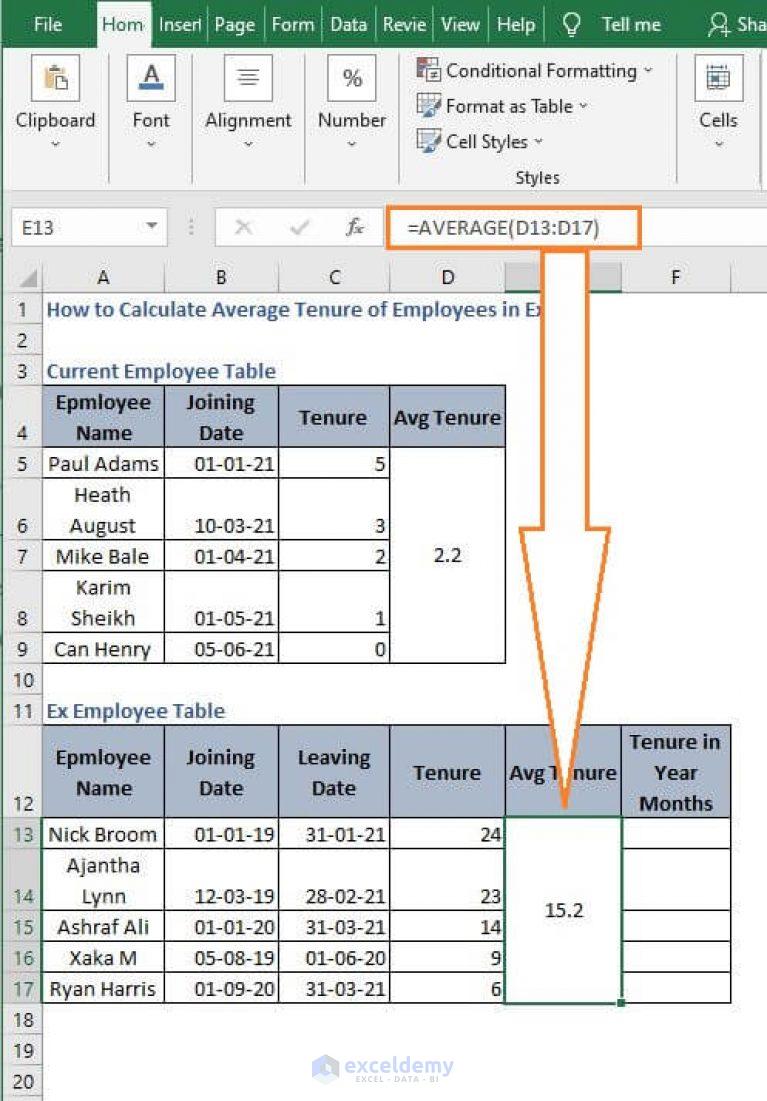 How to Calculate Average Tenure of Employees in Excel ExcelDemy