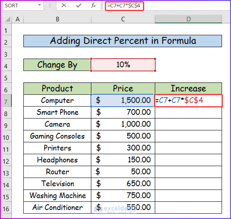 How to Add a Percentage to a Number in Excel (3 Easy Methods)