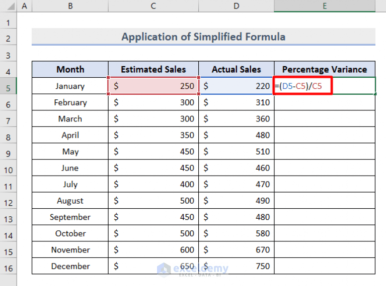 How to Calculate Variance Percentage in Excel (3 Easy Methods)