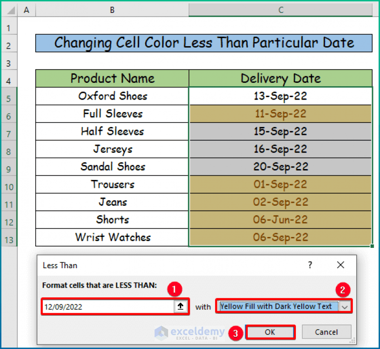 How to Change Cell Color Based on Date Using Excel Formula