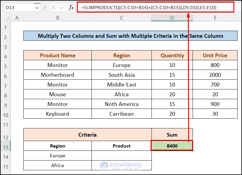 How to Multiply Two Columns and Then Sum in Excel (3 Examples)