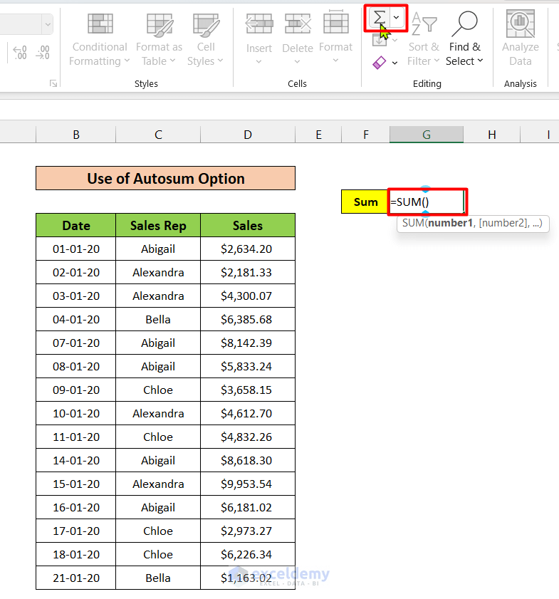 How to Sum Random Cells in Excel (4 Easy Methods)