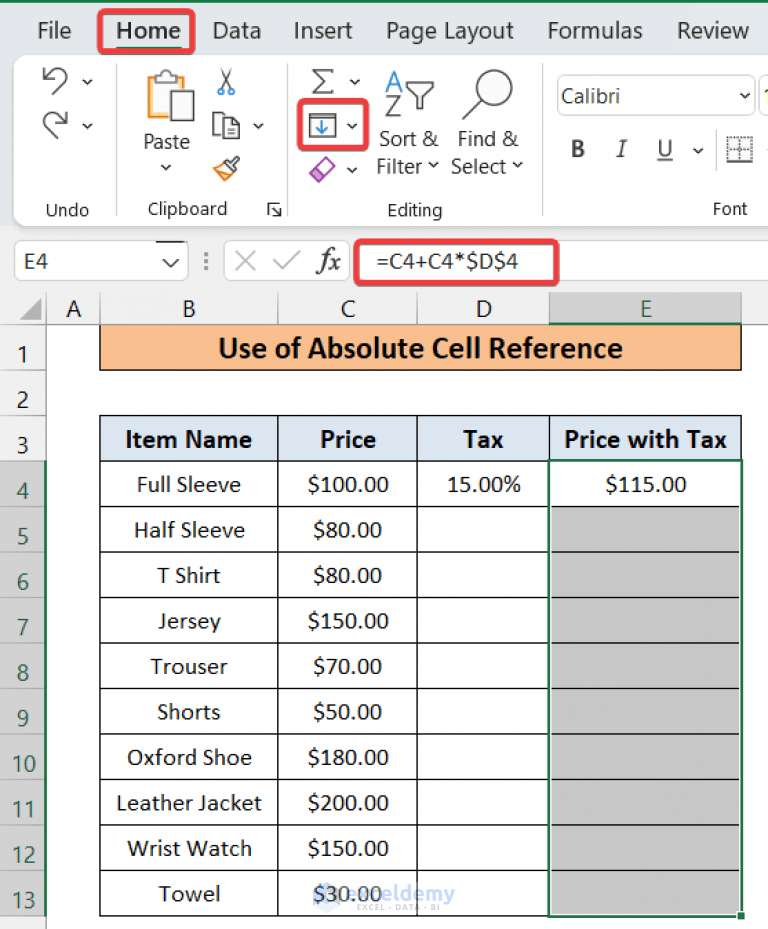 How to Copy Formula Down Without Incrementing in Excel